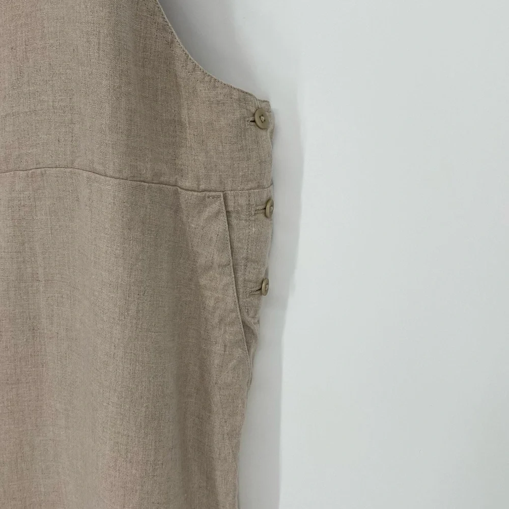 Eileen Fisher Cropped Organic Linen Overalls Size XL - Picture 4 of 9
